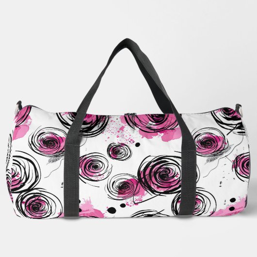 Inky Petals Nahtlose Muster Duffle Bag (Vorderseite)