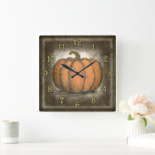 Inky Pumpkin Quadratische Wanduhr (Zuhause)