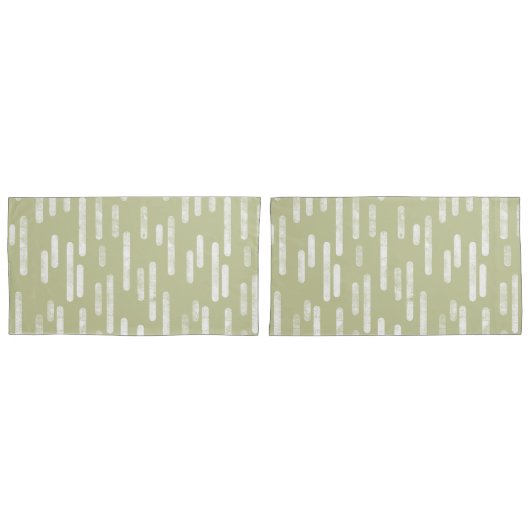 Inky Rounded Lines Muster | Blasse Pistachio/Weiß Kissenbezug (Vorderseite-Set)