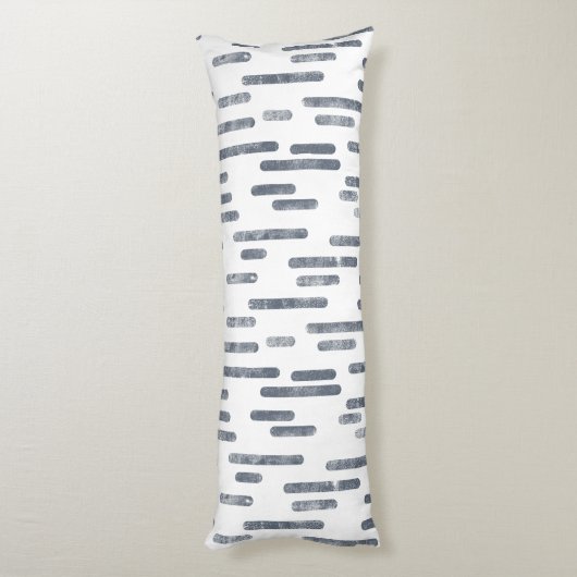 Inky Rounded Lines Muster | Blauer Grau auf Weiß Seitenschläferkissen (Rückseite (Vertikal))