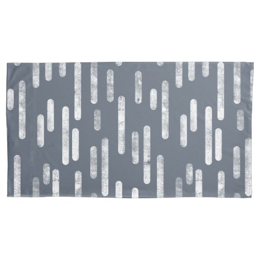 Inky Rounded Lines Muster | Blaugrau und Weiß Kissenbezug (Vorderseite-Links)