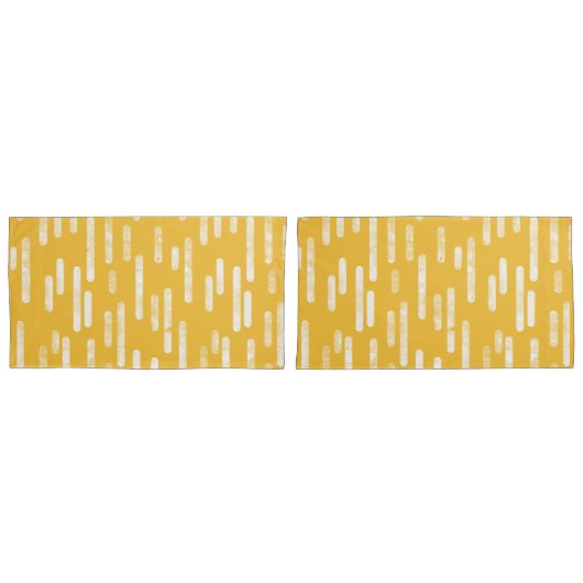 Inky Rounded Lines Muster | Gelb/Weiß-Senf Kissenbezug (Vorderseite-Set)