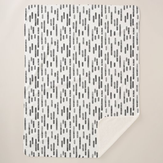 Inky Rounded Lines Muster | Graphit auf Weiß Sherpadecke (Vorderseite)