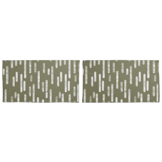 Inky Rounded Lines Muster | Grün und Weiß Kissenbezug (Vorderseite-Set)