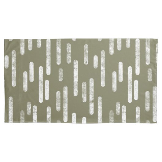 Inky Rounded Lines Muster | Grün und Weiß Kissenbezug (Vorderseite-Links)