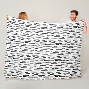 Inky Rounded Lines Muster   Schwarz auf Weiß Fleecedecke
