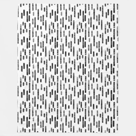 Inky Rounded Lines Muster | Schwarz auf Weiß Fleecedecke (Vorderseite)