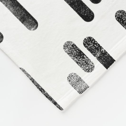 Inky Rounded Lines Muster | Schwarz auf Weiß Fleecedecke (Ecke)