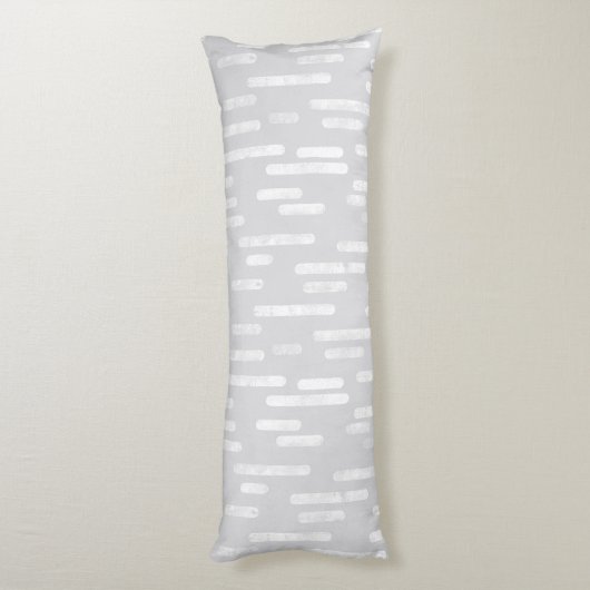 Inky Rounded Lines Muster | Weiß auf Blassgrau Seitenschläferkissen (Rückseite (Vertikal))