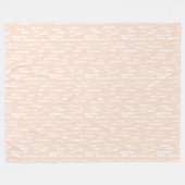 Inky Rounded Lines Muster | Weiß auf Pfirsich Fleecedecke (Vorderseite (Horizontal))