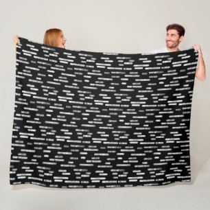 Inky Rounded Lines Muster Weiß auf Schwarz Fleecedecke