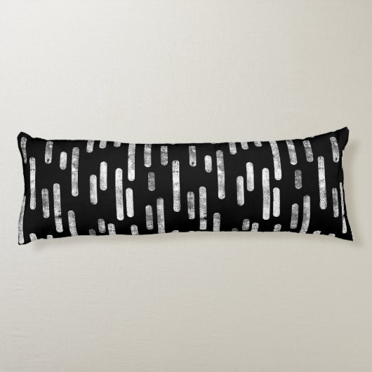 Inky Rounded Lines Muster | Weiß auf Schwarz Seitenschläferkissen (Rückseite)