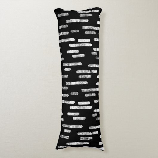 Inky Rounded Lines Muster | Weiß auf Schwarz Seitenschläferkissen (Vorderseite Vertikal)