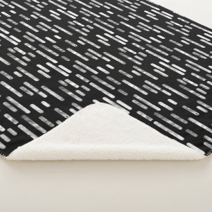 Inky Rounded Lines Muster Weiß auf Schwarz Sherpadecke