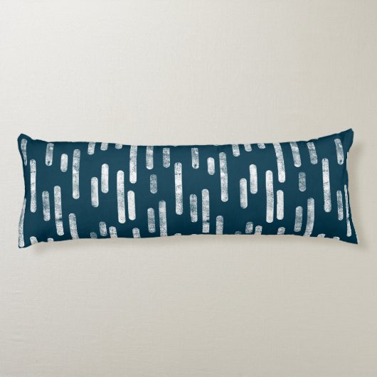 Inky Rounded Lines Muster | Weiß/dunkelblau-grün Seitenschläferkissen (Rückseite)