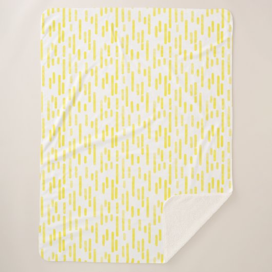 Inky Rounded Lines Muster | Weiß/hell gelb Sherpadecke (Vorderseite)