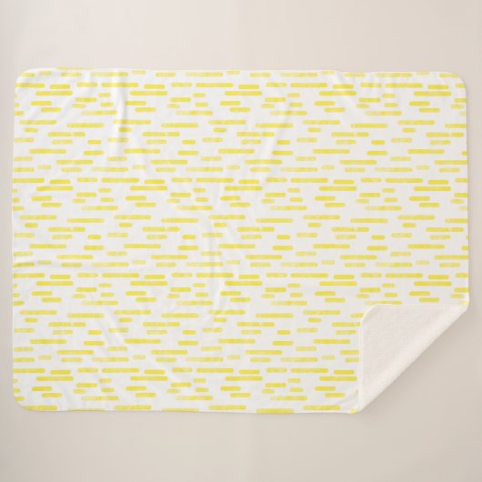 Inky Rounded Lines Muster | Weiß/hell gelb Sherpadecke (Vorderseite (Horizontal))
