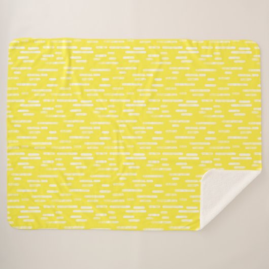 Inky Rounded Lines Muster | Weiß/hell gelb Sherpadecke (Vorderseite (Horizontal))