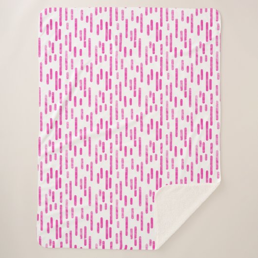 Inky Rounded Lines Muster | Weiß/hell rosa Sherpadecke (Vorderseite)