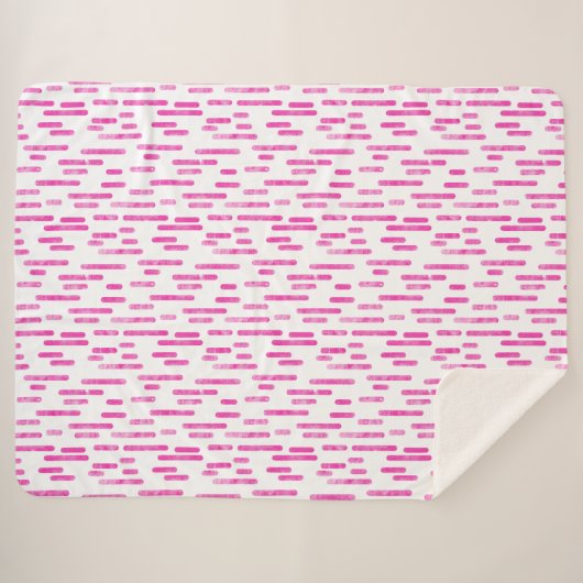 Inky Rounded Lines Muster | Weiß/hell rosa Sherpadecke (Vorderseite (Horizontal))