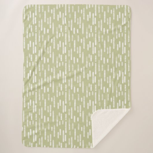 Inky Rounded Lines Muster | Weiß/Pistachio Green Sherpadecke (Vorderseite)