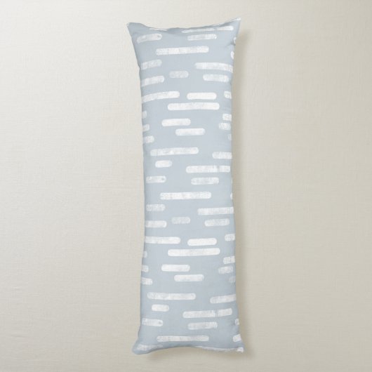 Inky Rounded Lines Muster | White on Dusty Blue Seitenschläferkissen (Rückseite (Vertikal))