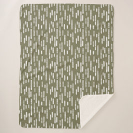 Inky Rounded Lines Muster | White on Olive Green Sherpadecke