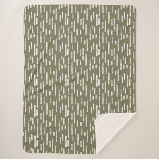 Inky Rounded Lines Muster | White on Olive Green Sherpadecke (Vorderseite)