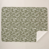 Inky Rounded Lines Muster | White on Olive Green Sherpadecke (Vorderseite (Horizontal))