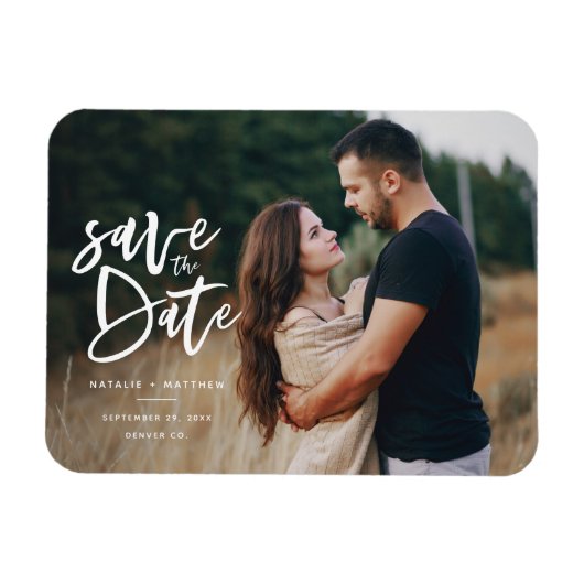Inky-Script-Foto Save the Date Magnet (Horizontal)