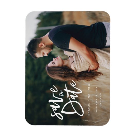 Inky-Script-Foto Save the Date Magnet (Vertikal)