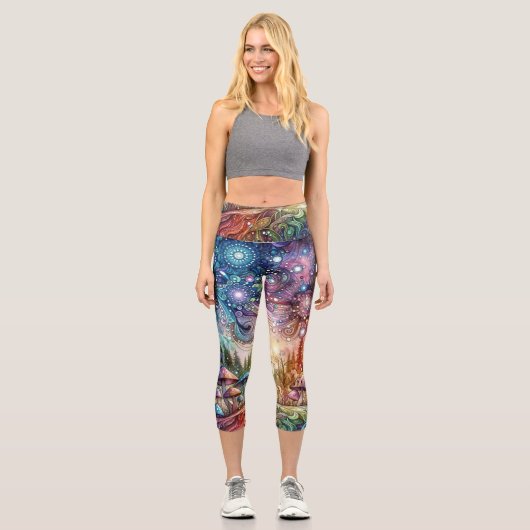 Inky Shroom Capri Leggings (Vorderseite)