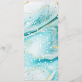 Inky Splash Aquamariner Marmor mit Goldfolie Abend Menükarte (Rückseite)
