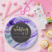 Inky Splash Lila Marmor mit Gold Luxe Wedding Pappteller (Party)