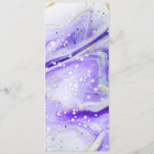 Inky Splash Lila Marmor mit Goldfolie Abendessen Menükarte (Rückseite)