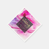 Inky Splash Rosa Marmor mit Goldfolie Hochzeitsfol Serviette (Ecke)