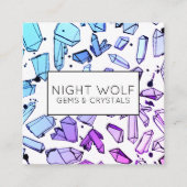 Inky-Wasserfarbe Quarzkristalle Magisches Muster Quadratische Visitenkarte (Vorderseite)