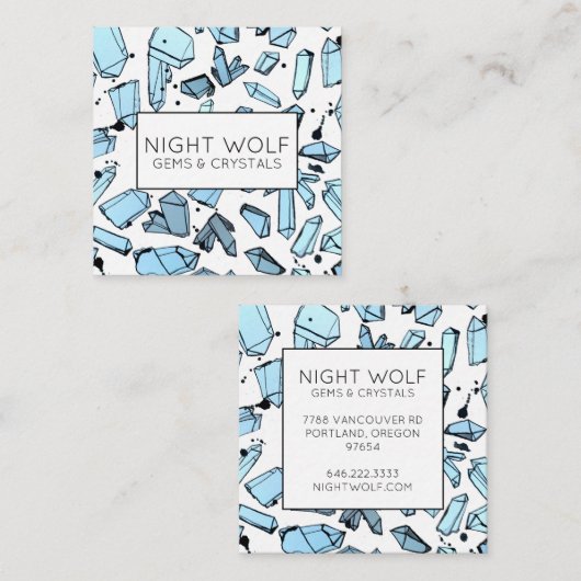 Inky-Wasserfarbe Quarzkristalle Magisches Muster Quadratische Visitenkarte (Vorne/Hinten)