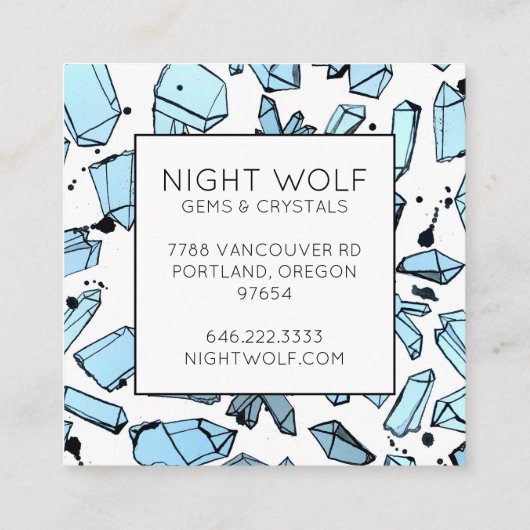 Inky-Wasserfarbe Quarzkristalle Magisches Muster Quadratische Visitenkarte (Rückseite)