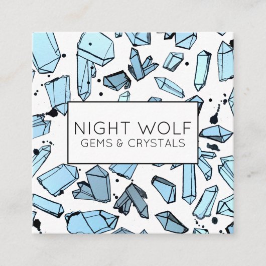 Inky-Wasserfarbe Quarzkristalle Magisches Muster Quadratische Visitenkarte (Vorderseite)