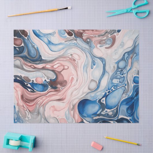 Inky Wave1 Rot, Weiß und Blau Seidenpapier (Basteln)