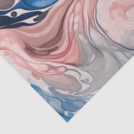 Inky Wave1 Rot, Weiß und Blau Seidenpapier (Detail)