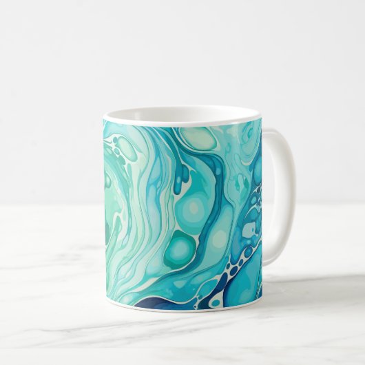 Inky Wave 1 Türkisblaue klassische Tasse, 325 ml Kaffeetasse (VorderseiteRechts)