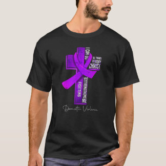 Inländische Gewalt Bewusstsein Lila Ribbon Christi T-Shirt