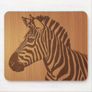Inlay wood Zebra Mousepad
