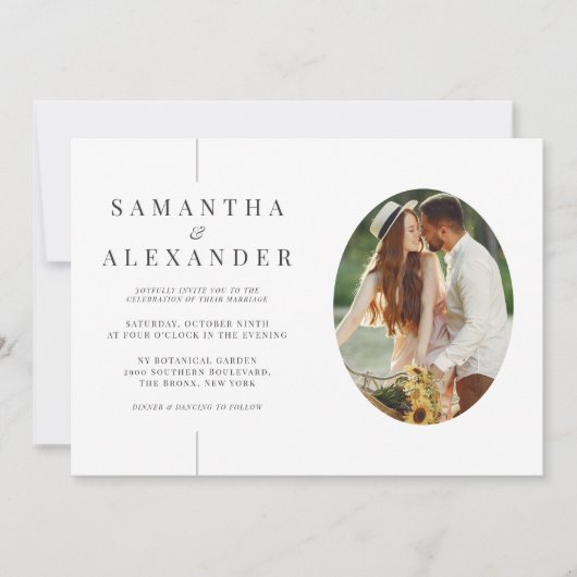 Inline Foto Moderne White QR Code Hochzeit Einladung (Vorderseite)