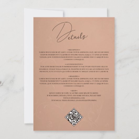 Inline Foto Terracotta QR Code Hochzeit Einladung (Rückseite)