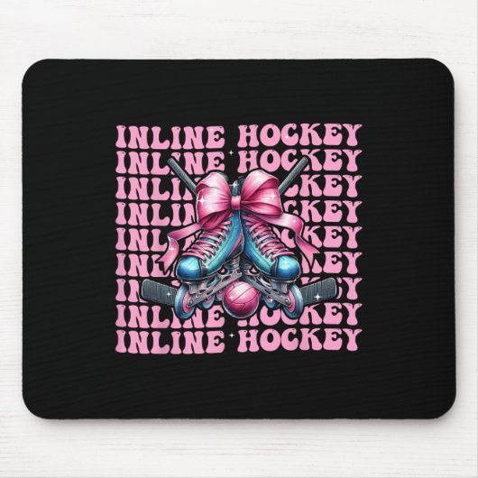 Inline-Hockeyspielerin Mädchen Coquette Schleife R Mousepad (Vorne)