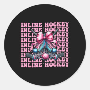 Inline-Hockeyspielerin Mädchen Coquette Schleife R Runder Aufkleber