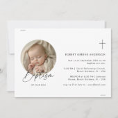 Inline katholisches Baby Foto Geschlecht Neutrale  Einladung (Vorderseite)